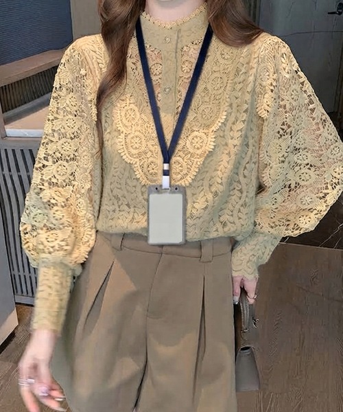 MILAE（ミレ）の「花柄モチーフ総レースブラウス（シャツ/ブラウス・レディース・ライトベージュ・S/M/L）」の3枚目の写真