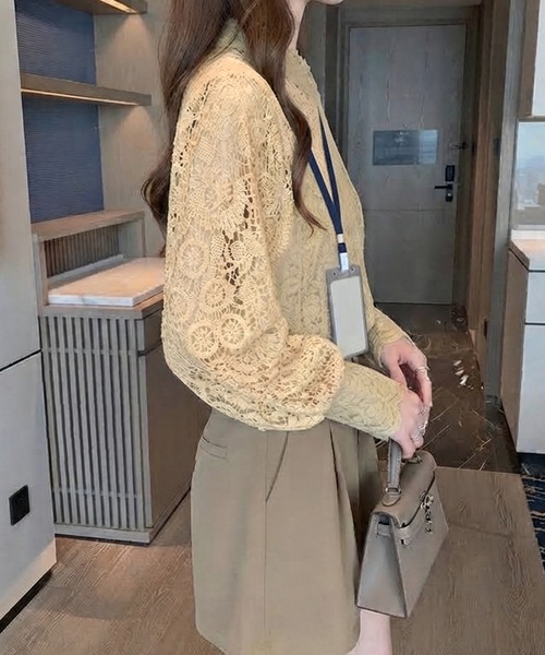 MILAE（ミレ）の「花柄モチーフ総レースブラウス（シャツ/ブラウス・レディース・ライトベージュ・S/M/L）」の4枚目の写真