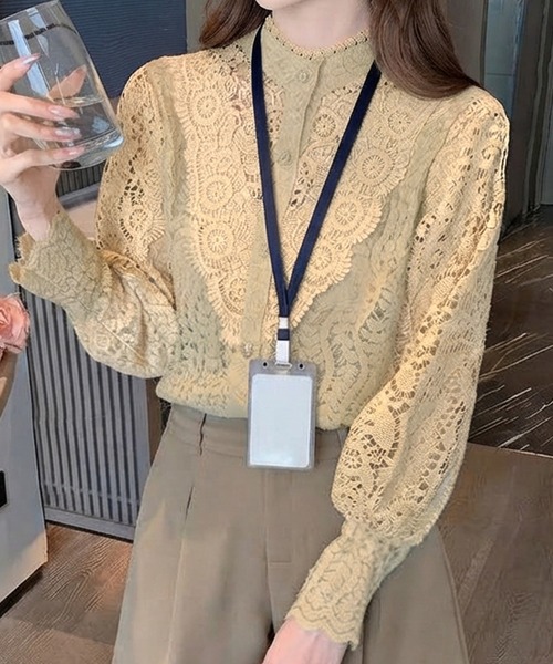 MILAE（ミレ）の「花柄モチーフ総レースブラウス（シャツ/ブラウス・レディース・ライトベージュ・S/M/L）」の7枚目の写真