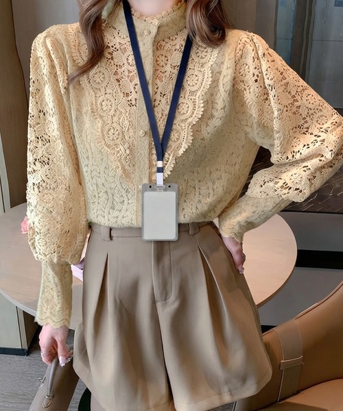 MILAE（ミレ）の「花柄モチーフ総レースブラウス（シャツ/ブラウス・レディース・ライトベージュ・S/M/L）」の8枚目の写真