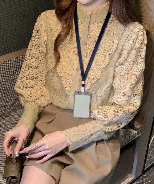 MILAE（ミレ）の「花柄モチーフ総レースブラウス（シャツ/ブラウス・レディース・ライトベージュ・S/M/L）」の10枚目の写真