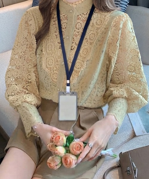 MILAE（ミレ）の「花柄モチーフ総レースブラウス（シャツ/ブラウス・レディース・ライトベージュ・S/M/L）」の11枚目の写真