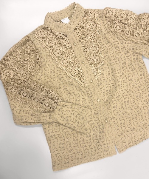 MILAE（ミレ）の「花柄モチーフ総レースブラウス（シャツ/ブラウス・レディース・ライトベージュ・S/M/L）」の12枚目の写真