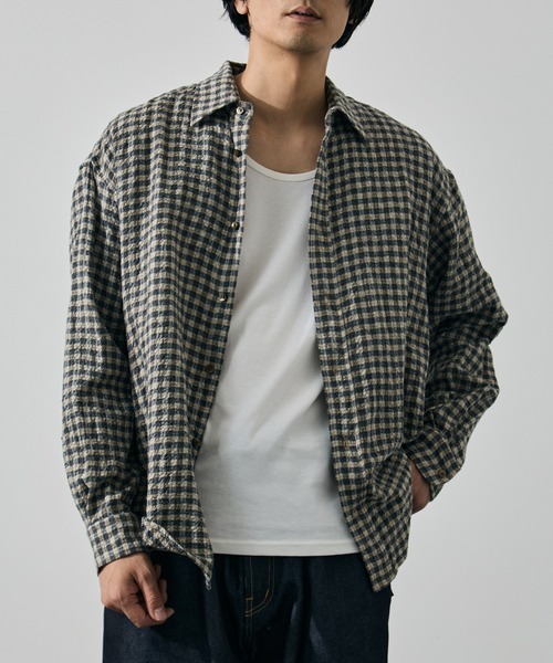 KEY TIMEZ(キータイムズ)の「【is-ness/イズネス】Ripple Check Shirt(シャツ/ブラウス・メンズ・グレー・L/M)」の2枚目の写真