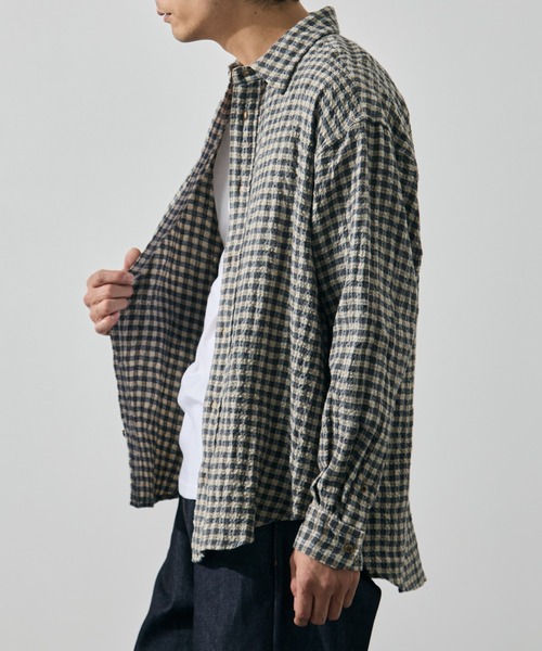 KEY TIMEZ(キータイムズ)の「【is-ness/イズネス】Ripple Check Shirt(シャツ/ブラウス・メンズ・グレー・L/M)」の3枚目の写真
