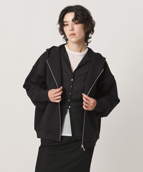 MARW UNITED ARROWS(マルゥ ユナイテッドアローズ)の「<MARW UNITED ARROWS>ダンボール ジップ フーディー(カーディガン/ボレロ・レディース・ブラック/グレー系・FREE)」の2枚目の写真