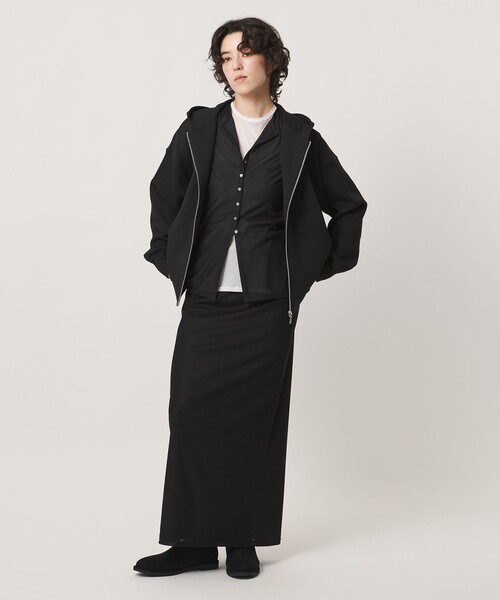 MARW UNITED ARROWS(マルゥ ユナイテッドアローズ)の「<MARW UNITED ARROWS>ダンボール ジップ フーディー(カーディガン/ボレロ・レディース・ブラック/グレー系・FREE)」の3枚目の写真