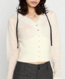 FRONT LACE WAIST RIB ニット