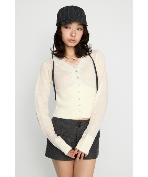 LAGUA GEM(ラグアジェム)の「FRONT LACE WAIST RIB ニット(ニット/セーター・レディース・ミント/ブラック/オフホワイト・FREE)」の8枚目の写真