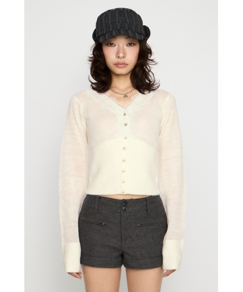 LAGUA GEM(ラグアジェム)の「FRONT LACE WAIST RIB ニット(ニット/セーター・レディース・ミント/ブラック/オフホワイト・FREE)」の7枚目の写真