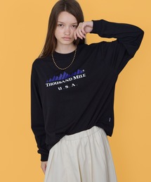 THOUSAND MILE/サウザンドマイル LONG SLEEVE T-SHIRT TM LOGO ロンT フロントプリント ブランドロゴ 刺繍 ドロップショルダー アウトドア 2026秋冬 秋服