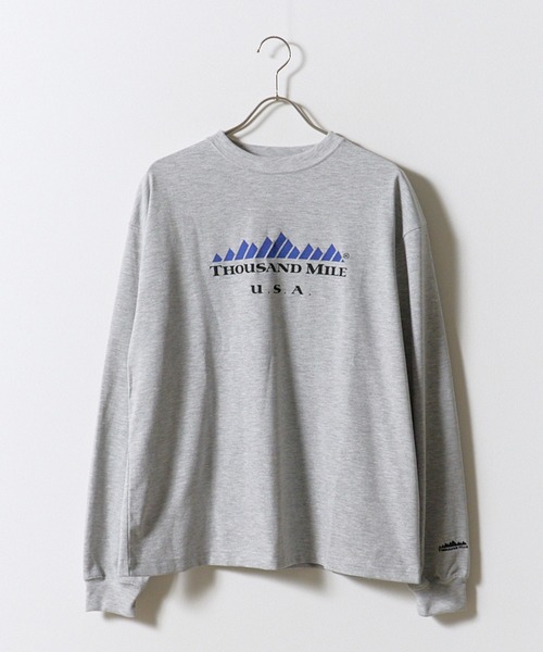 THOUSAND MILE(サウザンドマイル)の「THOUSAND MILE/サウザンドマイル LONG SLEEVE T-SHIRT TM LOGO ロンT フロントプリント ブランドロゴ 刺繍 ドロップショルダー アウトドア 2026秋冬 秋服(Tシャツ/カットソー・メンズ・ホワイト/ブラック/グレー・M/L/XL/XS)」の9枚目の写真