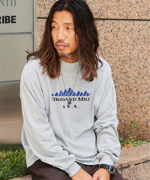 THOUSAND MILE(サウザンドマイル)の「THOUSAND MILE/サウザンドマイル LONG SLEEVE T-SHIRT TM LOGO ロンT フロントプリント ブランドロゴ 刺繍 ドロップショルダー アウトドア 2026秋冬 秋服(Tシャツ/カットソー・メンズ・ホワイト/ブラック/グレー・M/L/XL/XS)」の14枚目の写真