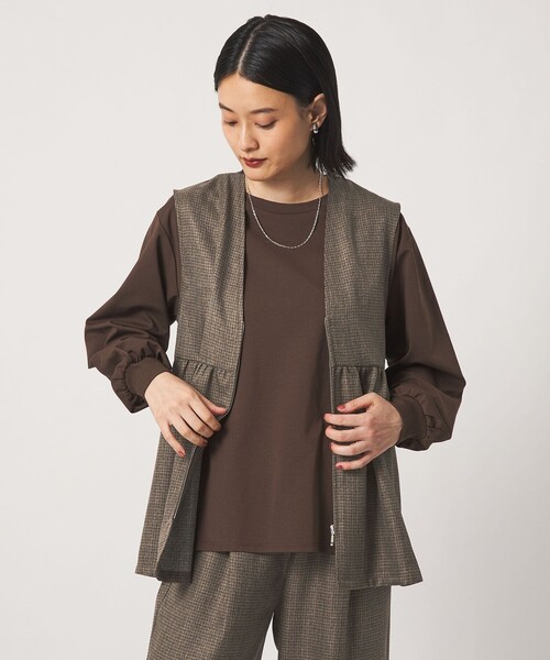 A DAY IN THE LIFE UNITED ARROWS（アデイインザライフユナイテッドアローズ）の「ツイードライク ペプラムジレ ‐ウォッシャブル‐＜A DAY IN THE LIFE＞（Tシャツ/カットソー・レディース・モカ/ダークグレー/コバルトブルー/その他1・FREE）」の4枚目の写真