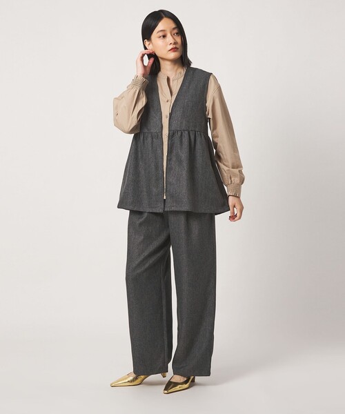 A DAY IN THE LIFE UNITED ARROWS（アデイインザライフユナイテッドアローズ）の「ツイードライク ペプラムジレ ‐ウォッシャブル‐＜A DAY IN THE LIFE＞（Tシャツ/カットソー・レディース・モカ/ダークグレー/コバルトブルー/その他1・FREE）」の5枚目の写真