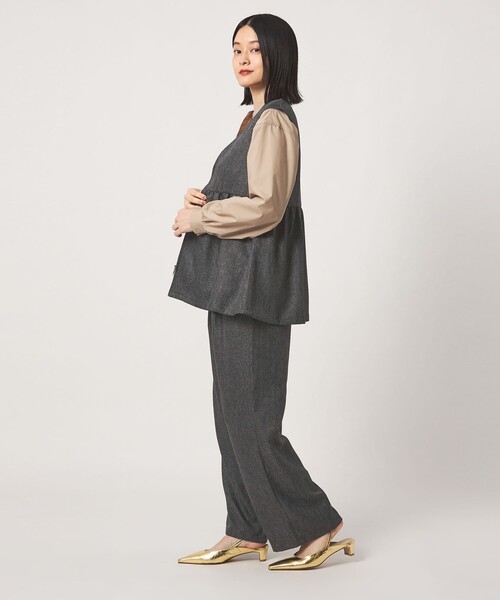 A DAY IN THE LIFE UNITED ARROWS（アデイインザライフユナイテッドアローズ）の「ツイードライク ペプラムジレ ‐ウォッシャブル‐＜A DAY IN THE LIFE＞（Tシャツ/カットソー・レディース・モカ/ダークグレー/コバルトブルー/その他1・FREE）」の6枚目の写真