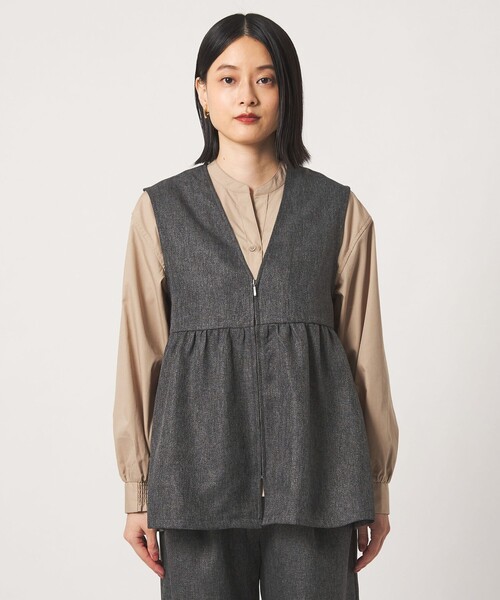 A DAY IN THE LIFE UNITED ARROWS（アデイインザライフユナイテッドアローズ）の「ツイードライク ペプラムジレ ‐ウォッシャブル‐＜A DAY IN THE LIFE＞（Tシャツ/カットソー・レディース・モカ/ダークグレー/コバルトブルー/その他1・FREE）」の9枚目の写真
