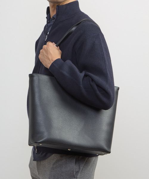 MEN'S MELROSE(メンズメルローズ)の「スプリットレザーミッドサイズトート(トートバッグ・メンズ・ブラック・9)」の13枚目の写真