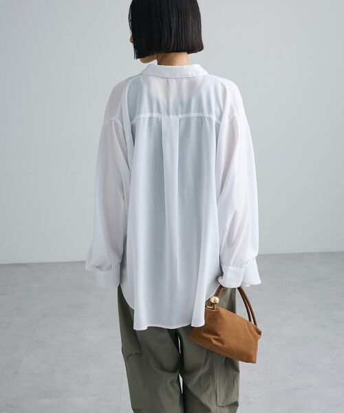 Green　Parks（グリーンパークス）の「【しゃれシャツ】2wayシャーリングシャツ（シャツ/ブラウス・レディース・ネイビー/ピンク/オフホワイト/ベージュ/キャメル・FREE）」の18枚目の写真