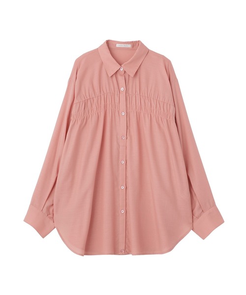 Green　Parks（グリーンパークス）の「【しゃれシャツ】2wayシャーリングシャツ（シャツ/ブラウス・レディース・ネイビー/ピンク/オフホワイト/ベージュ/キャメル・FREE）」の5枚目の写真