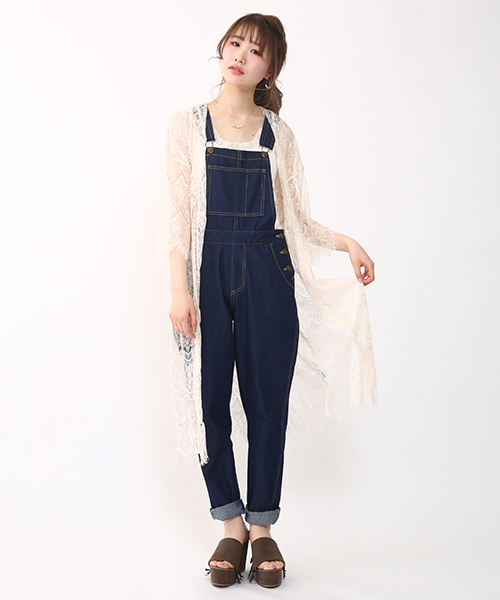 one after another NICE CLAUP（ワンアフターアナザーナイスクラップ）の「デニムサロペット（その他パンツ・レディース・ネイビー/ブルー・FREE）」の2枚目の写真