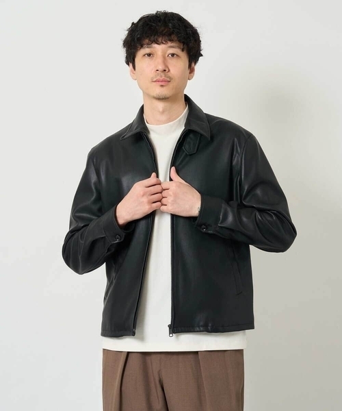 a.v.v(アーヴェヴェ)の「【洗濯機で洗える】フェイクレザーショートブルゾン(その他アウター・メンズ・ブラック・48/46)」の9枚目の写真