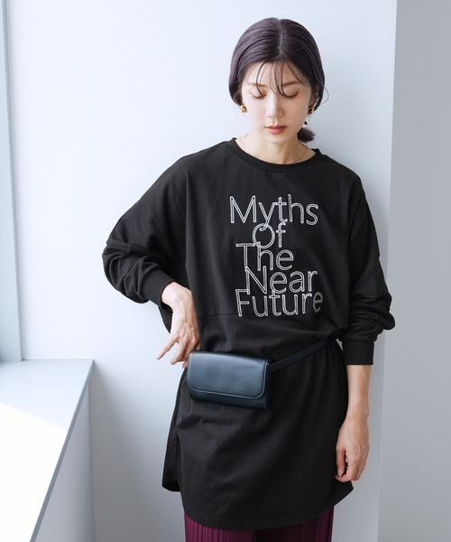 reca(レカ)の「ロゴ刺繍BIGTシャツ(Tシャツ/カットソー・レディース・ブラック/ブルー/グレイッシュベージュ/バーガンディー・FREE)」の2枚目の写真