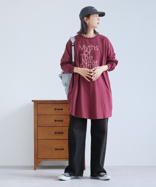 reca(レカ)の「ロゴ刺繍BIGTシャツ(Tシャツ/カットソー・レディース・ブラック/ブルー/グレイッシュベージュ/バーガンディー・FREE)」の20枚目の写真