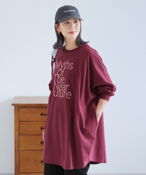 reca(レカ)の「ロゴ刺繍BIGTシャツ(Tシャツ/カットソー・レディース・ブラック/ブルー/グレイッシュベージュ/バーガンディー・FREE)」の19枚目の写真