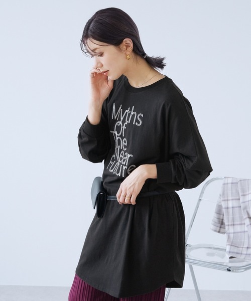 reca(レカ)の「ロゴ刺繍BIGTシャツ(Tシャツ/カットソー・レディース・ブラック/ブルー/グレイッシュベージュ/バーガンディー・FREE)」の7枚目の写真