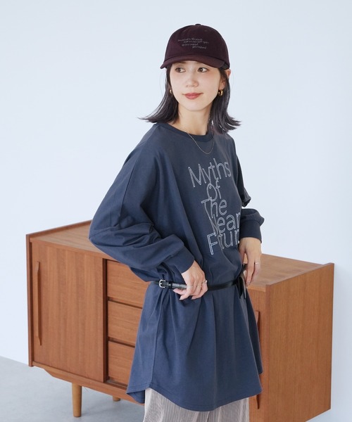 reca(レカ)の「ロゴ刺繍BIGTシャツ(Tシャツ/カットソー・レディース・ブラック/ブルー/グレイッシュベージュ/バーガンディー・FREE)」の14枚目の写真