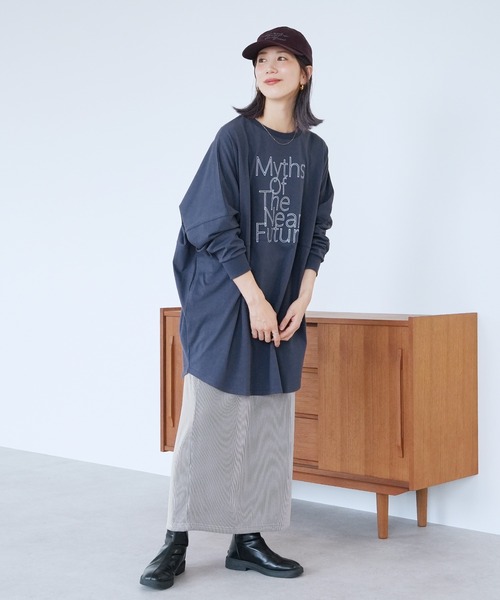 reca(レカ)の「ロゴ刺繍BIGTシャツ(Tシャツ/カットソー・レディース・ブラック/ブルー/グレイッシュベージュ/バーガンディー・FREE)」の16枚目の写真