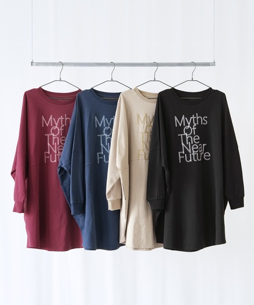 reca(レカ)の「ロゴ刺繍BIGTシャツ(Tシャツ/カットソー・レディース・ブラック/ブルー/グレイッシュベージュ/バーガンディー・FREE)」の5枚目の写真
