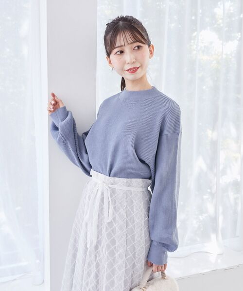 MAJESTIC LEGON（マジェスティックレゴン）の「ボリュームスリーブニット（ニット/セーター・レディース・ボルドー/ピンク系その他/グレー/ブラウン/ネイビー/ピンク/ブラック/ベージュ/コバルトブルー/イエロー/ブルー/ミント/アイボリー・MEDIUM）」の14枚目の写真