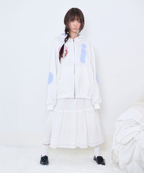Video Jockey（ビデオジョッキー）の「VICKEY HEART アップリケ ジップアップパーカー [オフホワイト]（パーカー・レディース・アイボリー・MEDIUM/SMALL）」の4枚目の写真