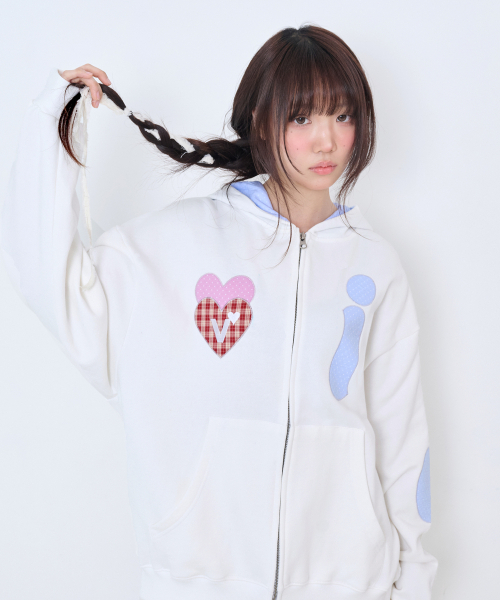 Video Jockey（ビデオジョッキー）の「VICKEY HEART アップリケ ジップアップパーカー [オフホワイト]（パーカー・レディース・アイボリー・MEDIUM/SMALL）」の6枚目の写真