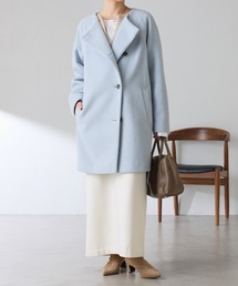 ノーカラーコート（ブルー・ネイビー/青色系）ファッション通販 - ZOZOTOWN