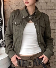 シルバーボタン ナポレオン風ショートミリタリーブルゾン