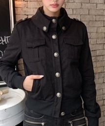 シルバーボタン ナポレオン風ショートミリタリーブルゾン