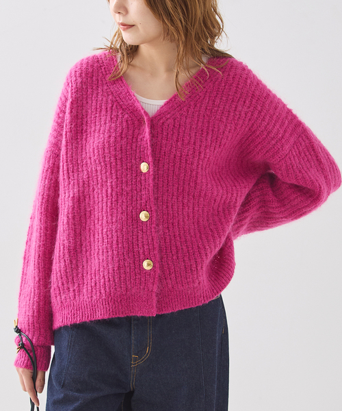 journal standard L'essage(ジャーナルスタンダードレサージュ)の「AMYRIS ニットカーディガン(カーディガン/ボレロ・レディース・ブラウン/ピンク/ネイビー・FREE)」の3枚目の写真