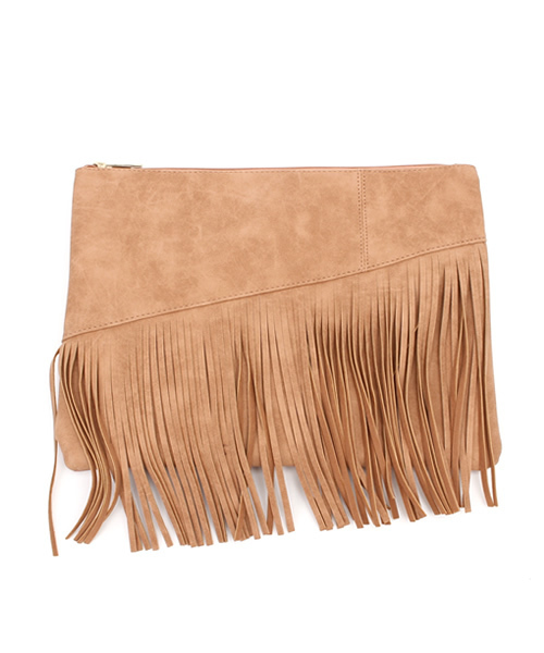 one after another NICE CLAUP(ワンアフターアナザーナイスクラップ)の「【ナイスクラップ】フリンジ2WAYショルダーバッグ(ショルダーバッグ・レディース・キャメル/マルチ/ブラック・FREE)」の1枚目の写真