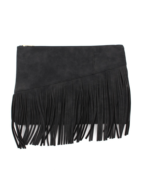 one after another NICE CLAUP(ワンアフターアナザーナイスクラップ)の「【ナイスクラップ】フリンジ2WAYショルダーバッグ(ショルダーバッグ・レディース・キャメル/マルチ/ブラック・FREE)」の2枚目の写真