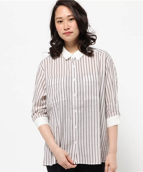 GLOBAL WORK（グローバルワーク）の「コットンテンセルロングシャツ7分袖/709537（シャツ/ブラウス・レディース・カーキ/その他/オレンジ系その他/ホワイト/その他2/オフホワイト・SMALL/LARGE/MEDIUM）」の20枚目の写真