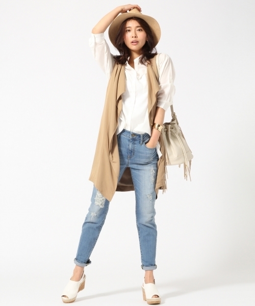 GLOBAL WORK（グローバルワーク）の「コットンテンセルロングシャツ7分袖/709537（シャツ/ブラウス・レディース・カーキ/その他/オレンジ系その他/ホワイト/その他2/オフホワイト・SMALL/LARGE/MEDIUM）」の16枚目の写真