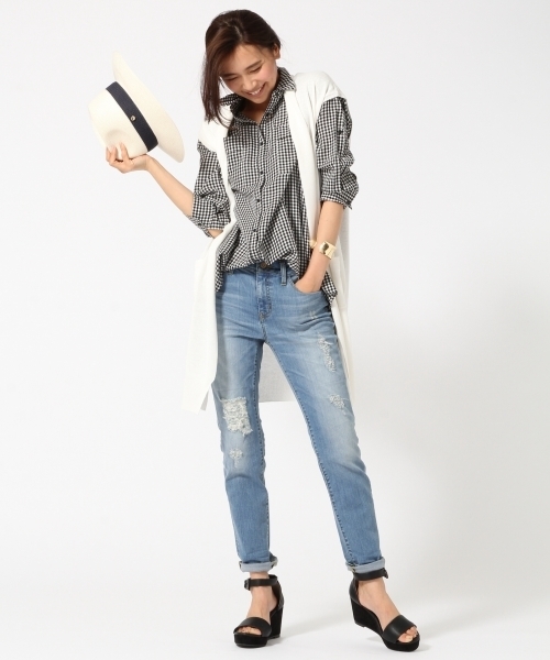 GLOBAL WORK（グローバルワーク）の「コットンテンセルロングシャツ7分袖/709537（シャツ/ブラウス・レディース・カーキ/その他/オレンジ系その他/ホワイト/その他2/オフホワイト・SMALL/LARGE/MEDIUM）」の17枚目の写真