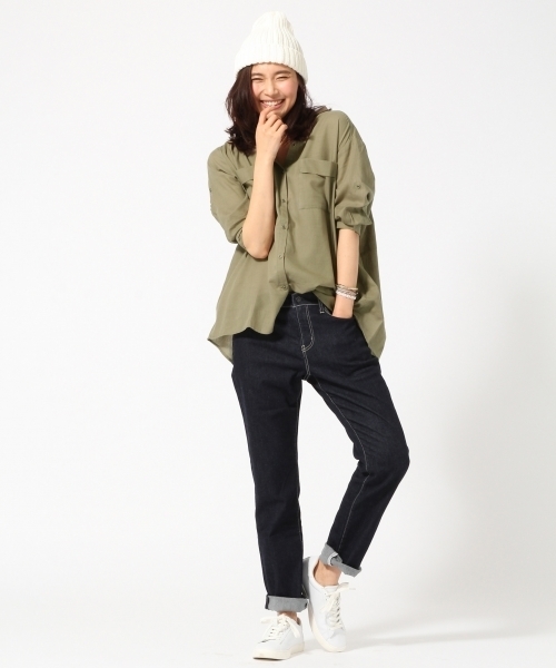 GLOBAL WORK（グローバルワーク）の「コットンテンセルロングシャツ7分袖/709537（シャツ/ブラウス・レディース・カーキ/その他/オレンジ系その他/ホワイト/その他2/オフホワイト・SMALL/LARGE/MEDIUM）」の18枚目の写真