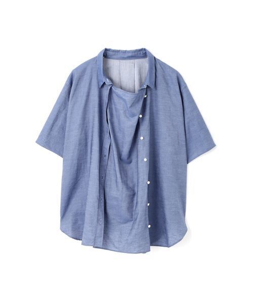 human woman(ヒューマンウーマン)の「綿麻シャンブレー3WAYブラウス(シャツ/ブラウス・レディース・ホワイト/ブルー・MEDIUM)」の7枚目の写真