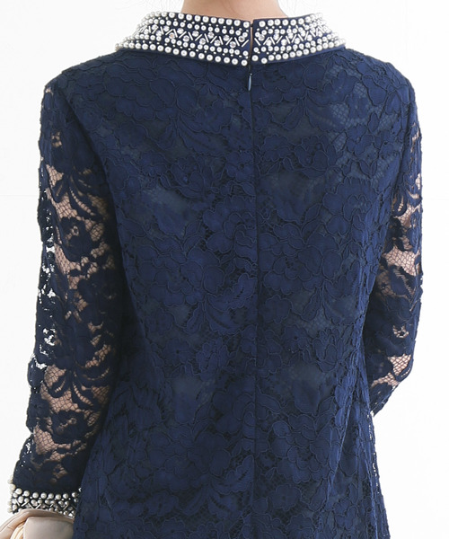 PourVous（プールヴー）の「クラシカルワンピースドレス大きいサイズ七分袖&ミニ丈結婚式フォーマルオケージョンドレスお呼ばれ 二次会 成人式（ドレス・レディース・ブラック/ベージュ/ネイビー/ブルー系その他/ブラック系その他/ダークグリーン・XL/L/M/4L/XXL/S）」の11枚目の写真