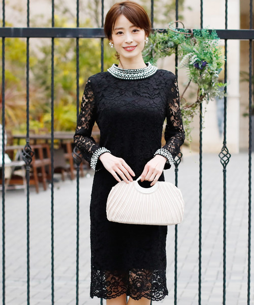 クラシカルワンピースドレス大きいサイズ七分袖&ミニ丈結婚式