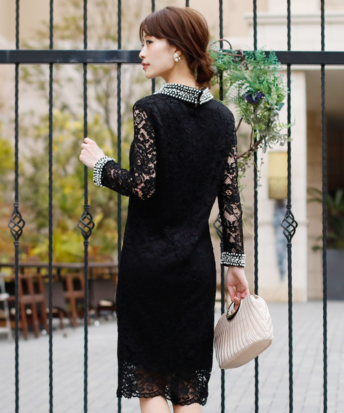 クラシカルワンピースドレス大きいサイズ七分袖&ミニ丈結婚式